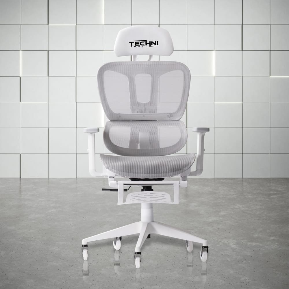 AirFlex2.0 White Mesh Gaming Chair with Foot Rest